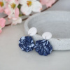 Maritime Ohrstecker Polymer Clay Muscheln Blau-Weiß