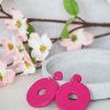 Ohrstecker Polymer Clay große Donuts Himbeer lackiert