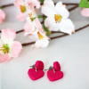 Ohrstecker Polymer Clay kleine Herzen Fuchsia