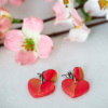 Ohrstecker Polymer Clay flammende Herzen Orange-RotOhrstecker Polymer Clay flammende Herzen Orange-Rot