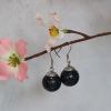 Ohrringe aus Resin handgefertigte Perlen mit Glitzer Schwarz