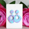 Ohrstecker Polymer Clay abgerundetes Viereck Donuts Aqua gemustert