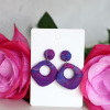 Ohrstecker Polymer Clay abgerundetes Viereck Donuts Violett gemustert