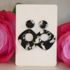 Ohrstecker Polymer Clay abgerundetes Viereck Donuts Schwarz Weiß
