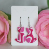 Ohrringe Polymer Clay gescheckte Katzen magenta pink weiß