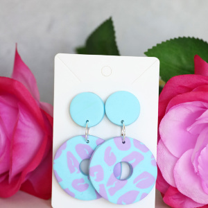 Ohrstecker Polymer Clay große Donuts Aqua gemustert