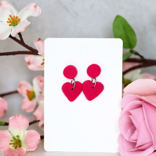 Ohrstecker Polymer Clay kleine Herzen Fuchsia
