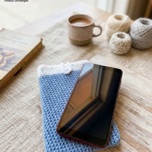 Handgehäkelte Handyhülle Zweifarbige Handyhülle aus weicher, strapazierfähiger Wolle mit dekorativem Knopfverschluss. Die Hülle misst etwa 10 x 16 cm, ist dehnbar und passt sich der Form des Smartphones an. In sanften Pastelltönen gestaltet, schützt sie das Handy vor Kratzern und Stößen – ein stilvolles, handgefertigtes Accessoire mit liebevollen Details.